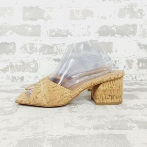 NEW Abound Erica Cork Block Heel Square Toe Slide Sandals V101